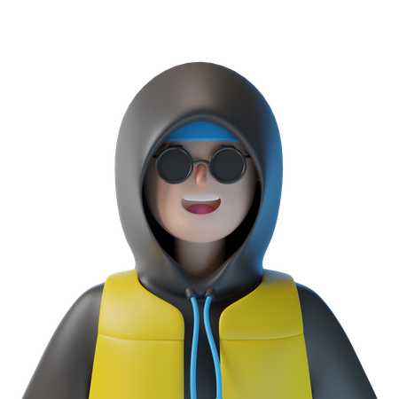 Boy With Goggles and hoodie 3D Illustration