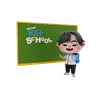 Boy with green board