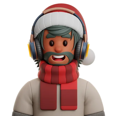 Avatar Illustration Christmas Festival New Year Days Natal Merry Christmas Xmas Party Person Male People Young Boy Man Father Christmas Santa Claus Fashion Style Christmas Hoodie Flannel Jacket Styling Christmas Outfit Profile Avatar Meta People Meta Verse Shawl Scarf 3D Icon