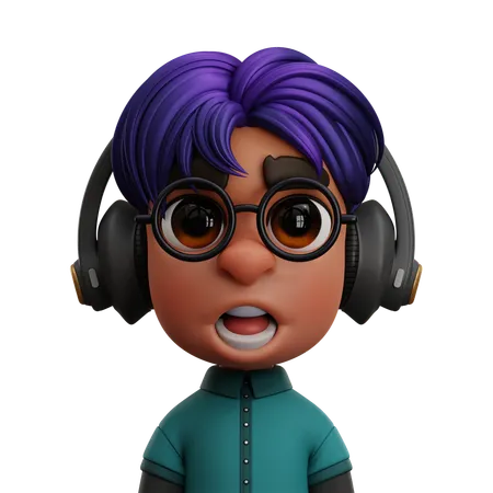 BOY WITH HEADPHONE  3D Icon