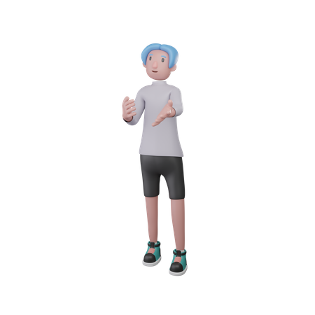 Boy with holding something gesture  3D Illustration