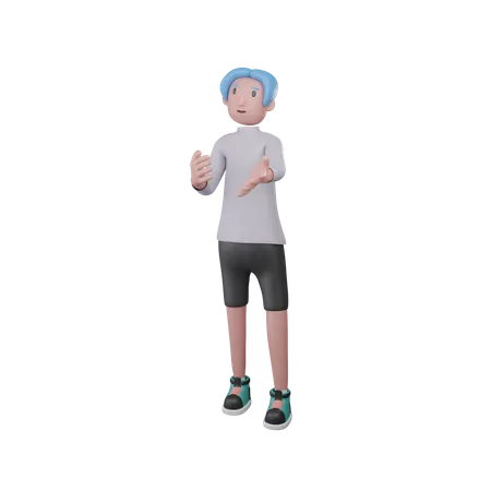 Boy with holding something gesture  3D Illustration