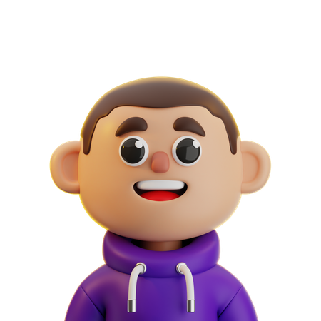 パーカーを着た少年  3D Icon