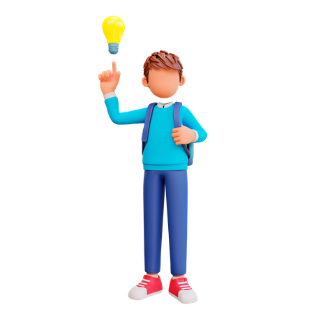 Boy with idea  3D Illustration