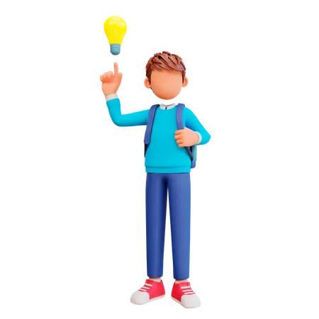 Boy with idea  3D Illustration