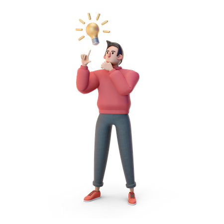 Boy with idea  3D Illustration