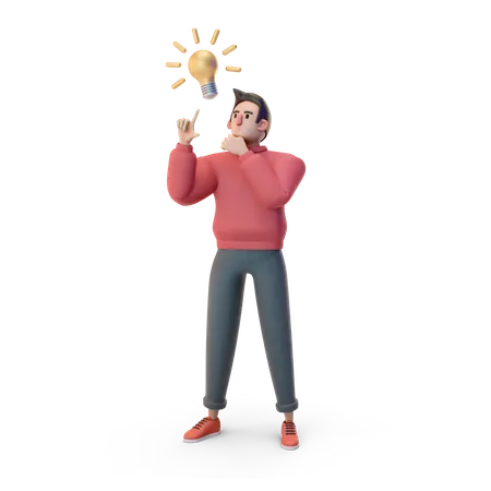 Boy with idea  3D Illustration