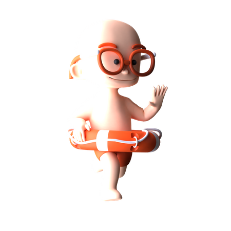 Boy With Lifebuoy  3D Icon