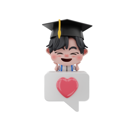 Boy with like button  3D Illustration