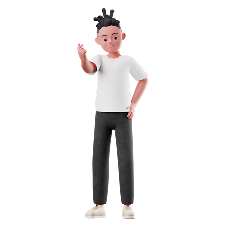 Boy with Love Sign Pose  3D Illustration