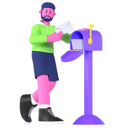 Boy With Mail  3D Illustration