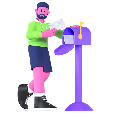 Boy With Mail  3D Illustration