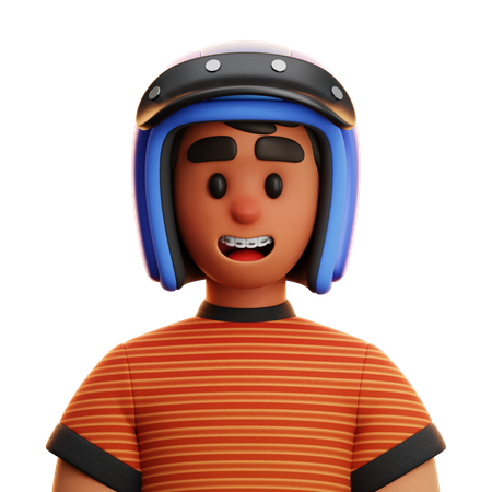 BOY WITH MOTORCYCLE HELMET  3D Icon