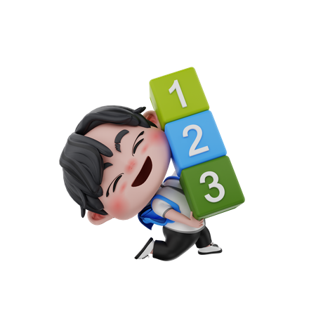 Boy with numbers 3D Illustration