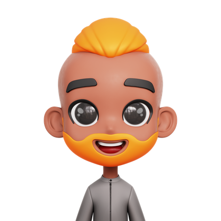 Boy With Orange Beard And Moustache  3D Icon