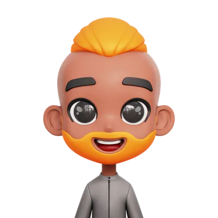 Boy With Orange Beard And Moustache  3D Icon