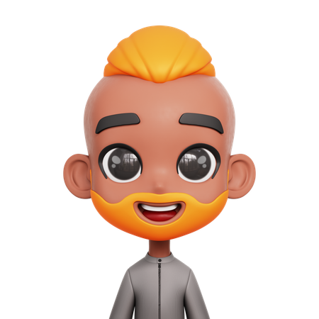 Boy With Orange Beard And Moustache  3D Icon