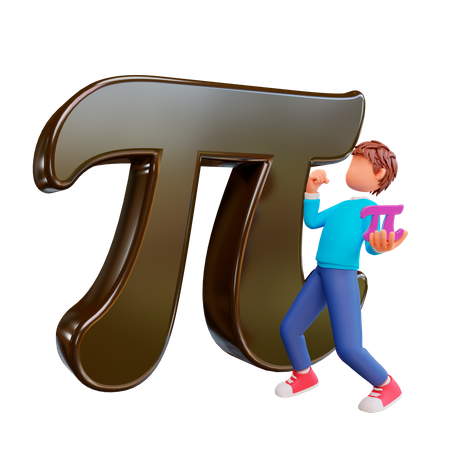 Boy with Pi  3D Illustration