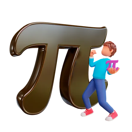 Boy with Pi  3D Illustration