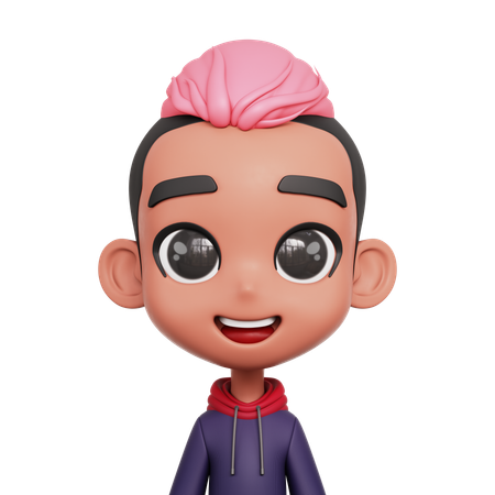 Boy With Pink Hair  3D Icon