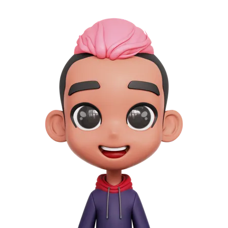 Boy With Pink Hair  3D Icon
