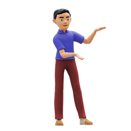 Boy with presenting gesture  3D Illustration