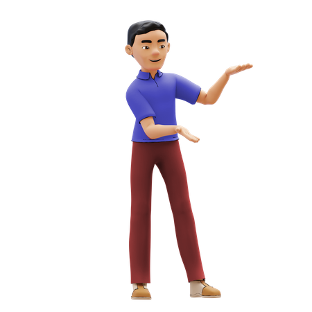 Boy with presenting gesture 3D Illustration