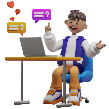 Boy With Question And Answer Session  3D Illustration