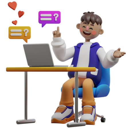 Boy With Question And Answer Session  3D Illustration