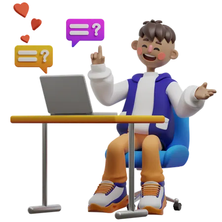 Boy With Question And Answer Session  3D Illustration