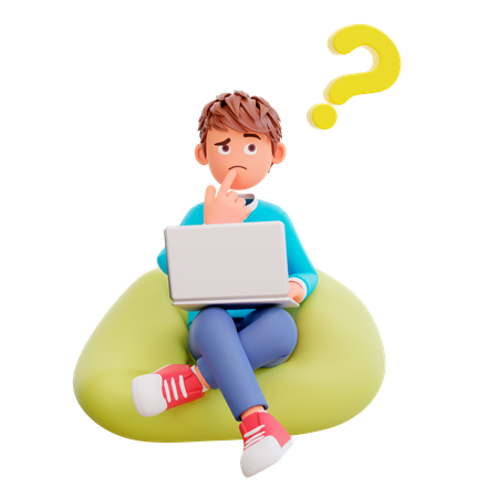 Boy with question mark  3D Illustration