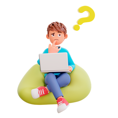 Boy with question mark 3D Illustration