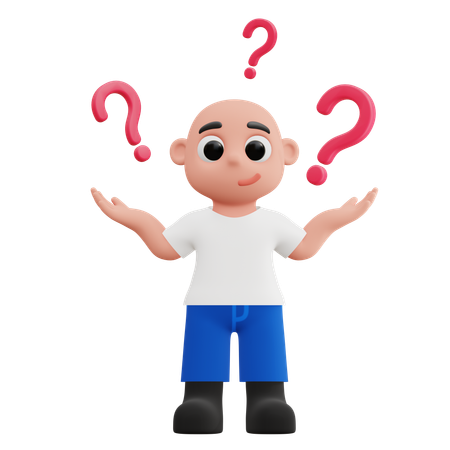 Boy With Question Marks  3D Illustration