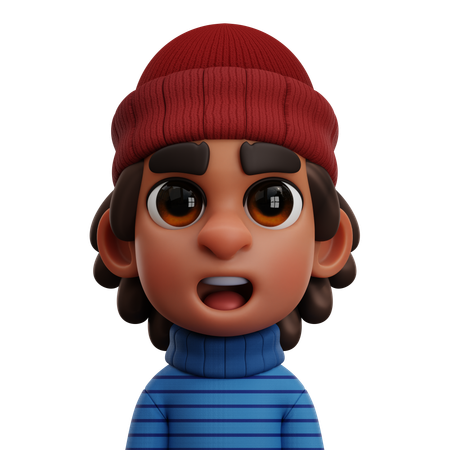 BOY WITH RED BEANIE  3D Icon