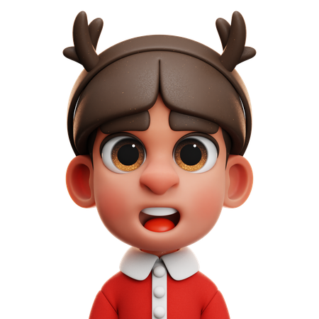 BOY WITH REINDEER HEADBAND  3D Icon