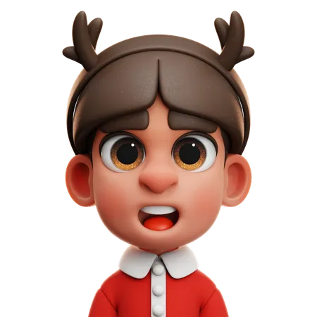 BOY WITH REINDEER HEADBAND  3D Icon