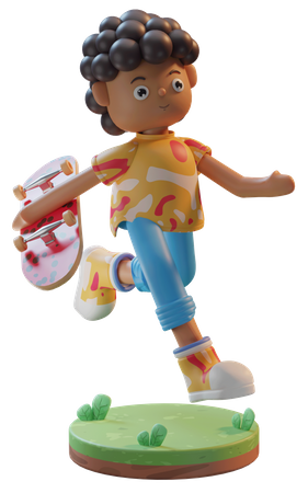 Boy with skateboard  3D Icon