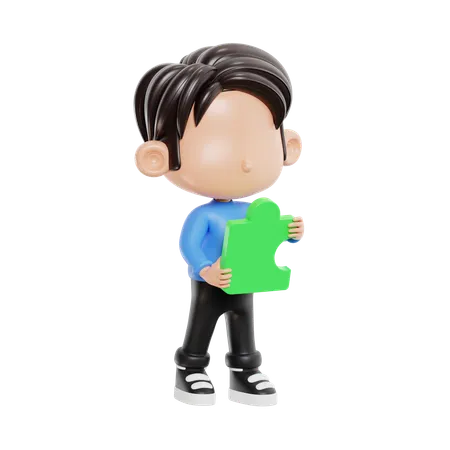Boy With Solution  3D Illustration