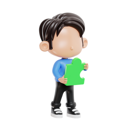 Boy With Solution  3D Illustration