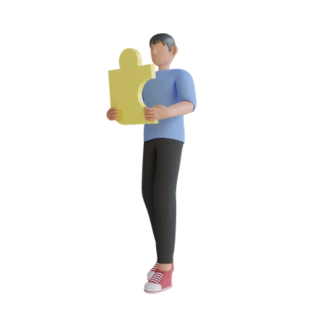 Boy With Solution  3D Illustration