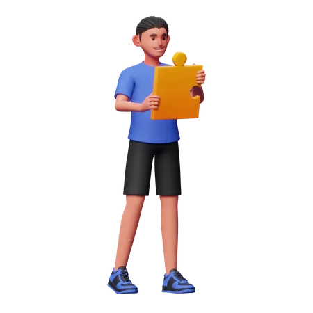 Boy With Solution  3D Illustration