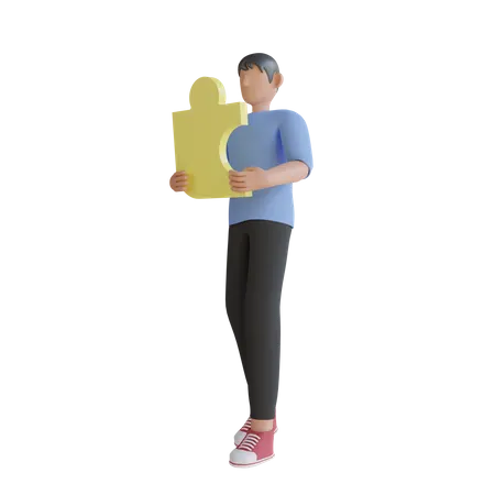 Boy With Solution 3D Illustration