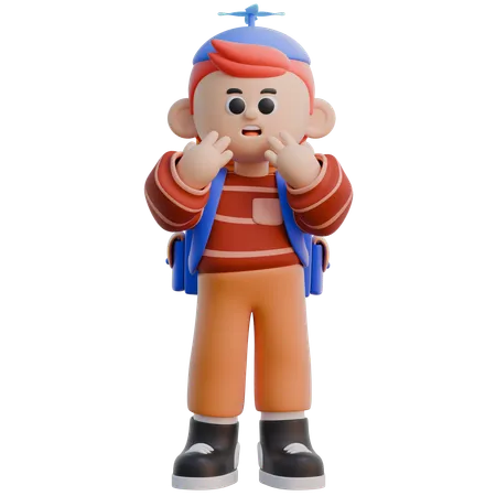 Boy with Surprised 3D character  3D Illustration