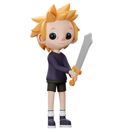 Boy with sword  3D Illustration