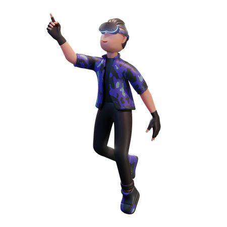 Boy with VR headset  3D Illustration