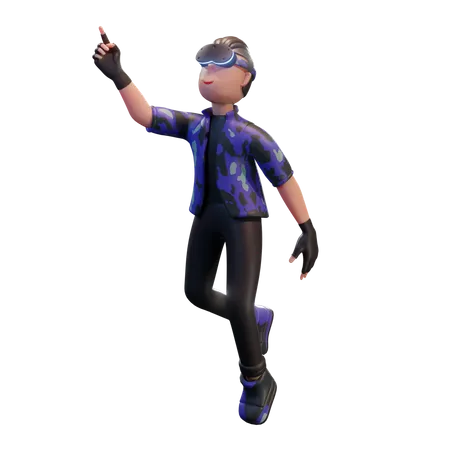 Boy with VR headset  3D Illustration