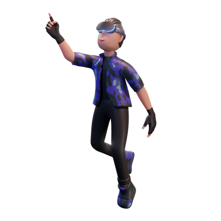 Boy with VR headset 3D Illustration