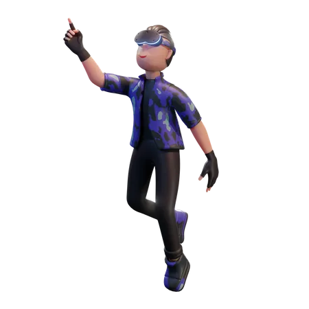 Boy with VR headset 3D Illustration