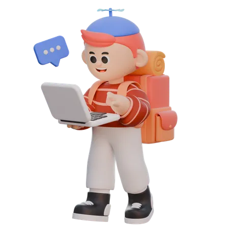 Boy Work From Anywhere 3 D Character 3D Illustration