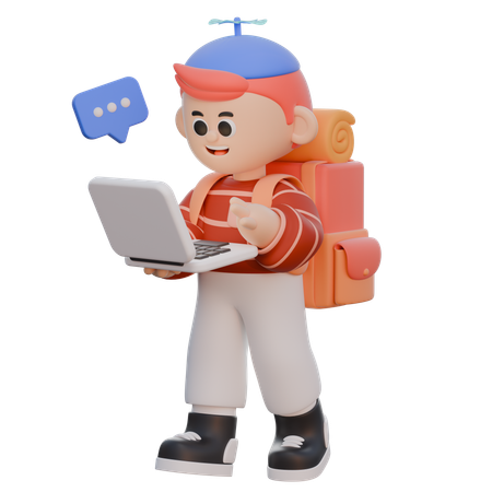 Boy Work From Anywhere  3D Illustration